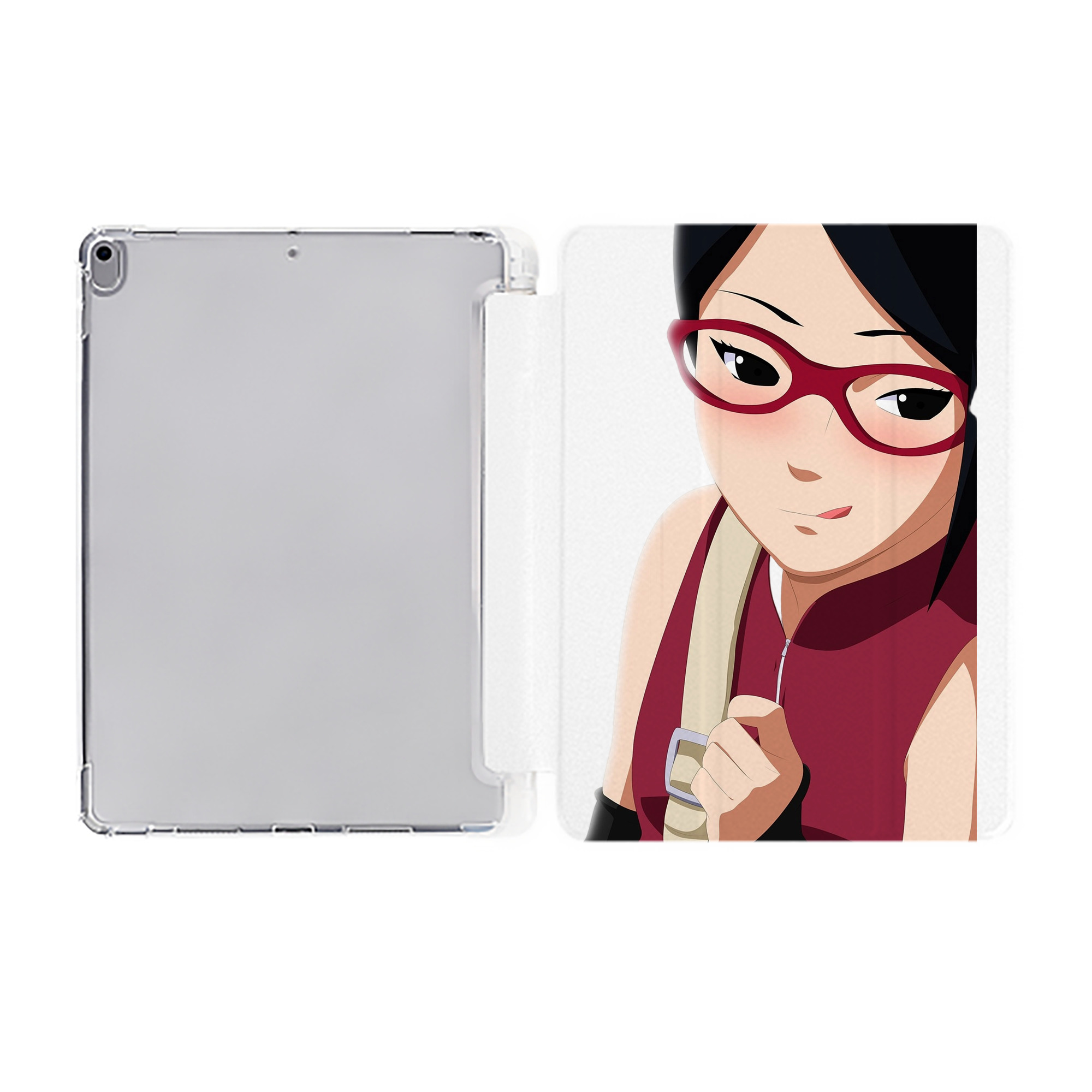 （画像用） NARUTO -ナルト- うちは サラダ Uchiha Sarada IPad ケース ペン収納付き 三つ折りスタンド PUレザー×シリコン 対応機種9.5/10.5/10.9インチ